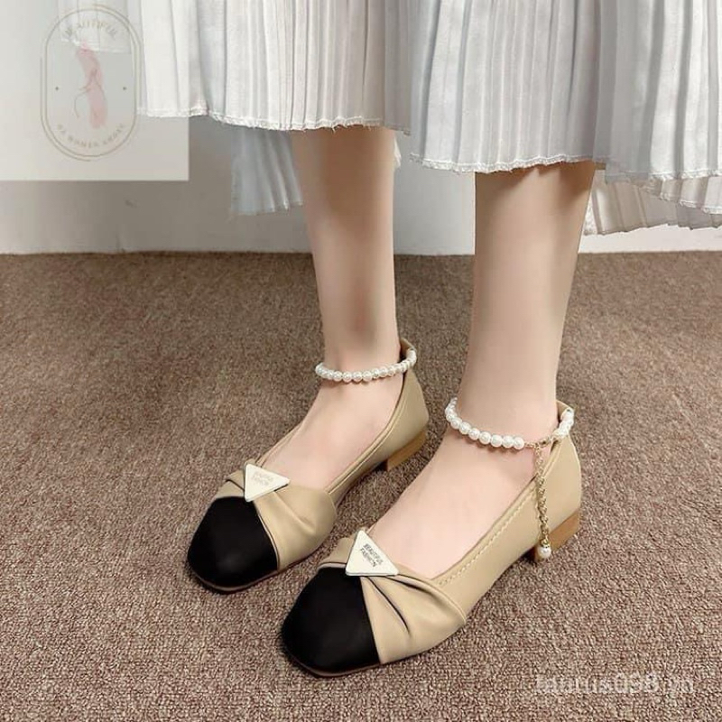 Giày QC Mary Jane Đế Bằng Mũi Vuông 2,5cm Mềm Mại by Shi Store