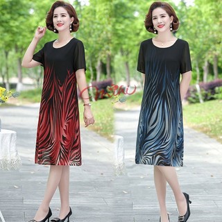 Đầm dự tiệc trung niên V54 - Váy voan nữ cho mẹ dáng suông - Áo đầm đẹp cao cấp sang trọng cho người lớn tuổi Bigsize