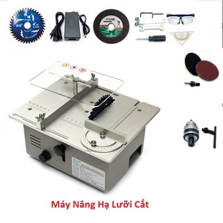 Máy cưa bàn mini nâng hạ lưỡi cắt dùng điện 220v motor 795 bằng nhôm nguyên khối chắc chắn