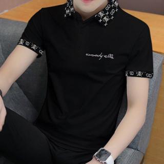 Áo thun polo nam có cổ ngắn tay thêu chữ vải mềm co giãn mẫu đẹp 2024