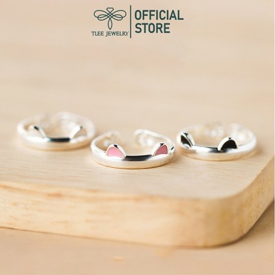 Nhẫn bạc nữ TLEE, nhẫn tai mèo trơn màu bạc ngộ nghĩnh tự điều chỉnh size TLEE JEWELRY