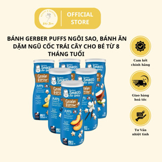 Bánh Gerber Puffs Ngôi Sao, Bánh Ăn Dặm Ngũ Cốc Trái Cây Hình Ngôi Sao Thơm Ngon Cho Bé Từ 8 Tháng| Chính Hãng Tại Mỹ