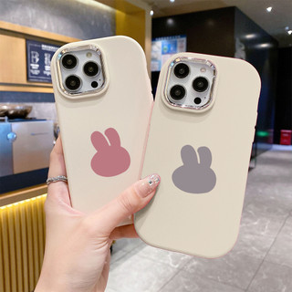 Ốp lưng Iphone XS/11 Pro/12/13 PM/14+/15 Pro/....chống sốc TPU viền bạc kim loại in hình icon thỏ