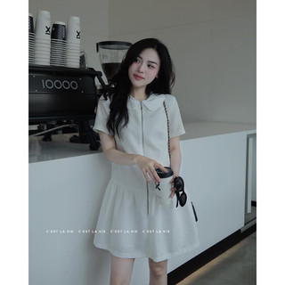 Đầm đuôi cá cổ sen trắng nhũ