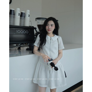 Đầm đuôi cá cổ sen trắng nhũ