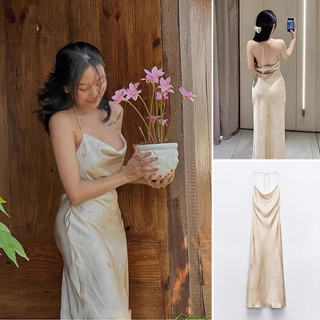 Đầm 2 dây body hở lưng dáng dài zara xuất