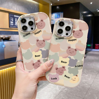 Ốp lưng Iphone XS/11 Pro/12/13 PM/14+/15 Pro/....chống sốc TPU viền bạc kim loại in hình mặt gấu