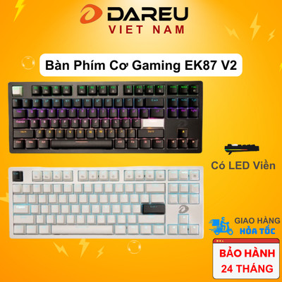 [Mã ELCL7 giảm 7% đơn 300K] Bàn phím cơ Gaming DAREU EK87 V2 Trắng / Đen (Blue/ Brown/ Red D switch)