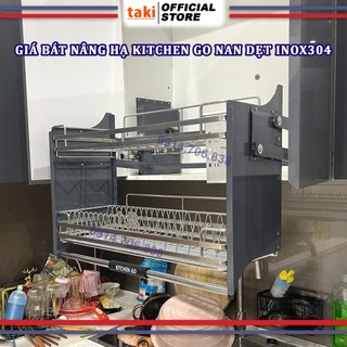 Kệ chén di động, giá bát nâng hạ kitchengo inox không rỉ 304 - bảo hành trọn đời, hỗ trợ lắp đặt