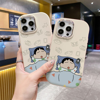 Ốp lưng Iphone XS/11 Pro/12/13 PM/14+/15 Pro/....chống sốc TPU viền bạc kim loại in hình shin ngủ