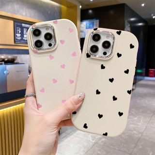 Ốp lưng Iphone XS/11 Pro/12/13 PM/14+/15 Pro/....chống sốc TPU viền bạc kim loại in hình nhiều tim