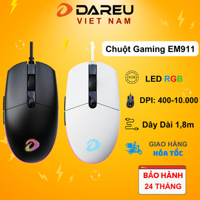 Chuột Gaming DAREU EM911 RGB ( DareU BRAVO sensor: 10.000 DPI, Lightweight: 72g)