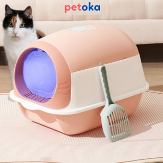 Nhà vệ sinh mèo cỡ lớn đèn UV diệt khuẩn cửa trước chống văng cát cửa kín ngăn mùi Petoka