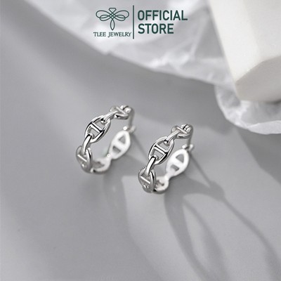 Khuyên tai bạc nữ TLEE, bông tai xích nối chốt cài cá tính TLEE JEWELRY B0534