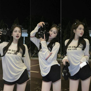 Set bộ đồ nữ set bộ đồ 2 món mix áo dài tay áo trắng quần đen short