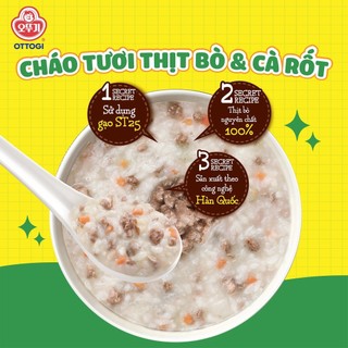 Cháo tươi thịt bò và cà rốt Ottogi 220g
