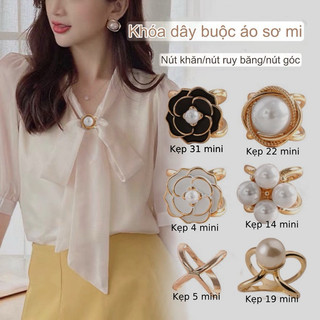 Nút thắt nơ áo sơ mi - Khuy cài khăn lụa thắt nơ áo sơ mi thời trang Hàn Quốc