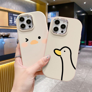 Ốp lưng Iphone XS/11 Pro/12/13 PM/14+/15 Pro/....chống sốc TPU viền bạc kim loại in hình vịt đen
