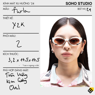 Kính mát nam nữ thời trang Soho Studio gọng vuông chữ nhật FURLA gọng bo tròn kèm thiết kế kim loại chảy cá tính, độc lạ
