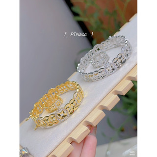 Nhẫn, vòng kim t.iền đính đá đơn giản, hợp kim xi . PTNACC
