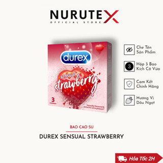 [CHÍNH HÃNG] Bao cao su Hương Dâu DUREX SENSUAL STRAWBERRY - Hộp 3 Chiếc