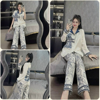 Đồ bộ Pyjama nữ thiết kế in 5D Hoạ tiết rừng xanh lụa xước Sam cao cấp