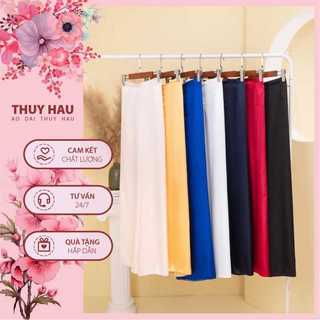 Quần áo dài nữ truyền thống vải phi lụa đủ màu - quần có khóa và chun lưng