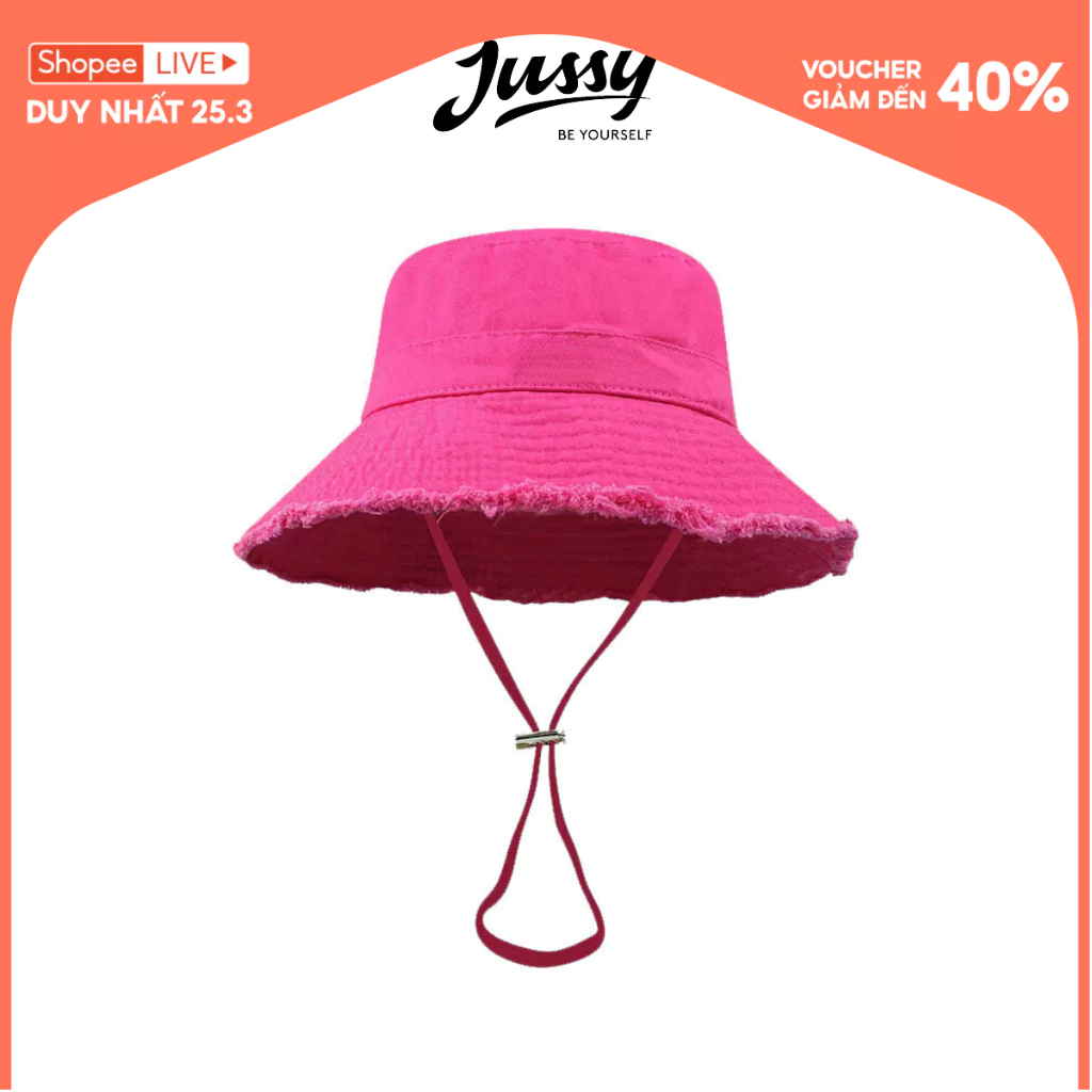 Mũ Bucket Nữ Tua Rua Jacque Jussy Official Chất Liệu Kaki Phong Cách Hàn Quốc Form Unisex