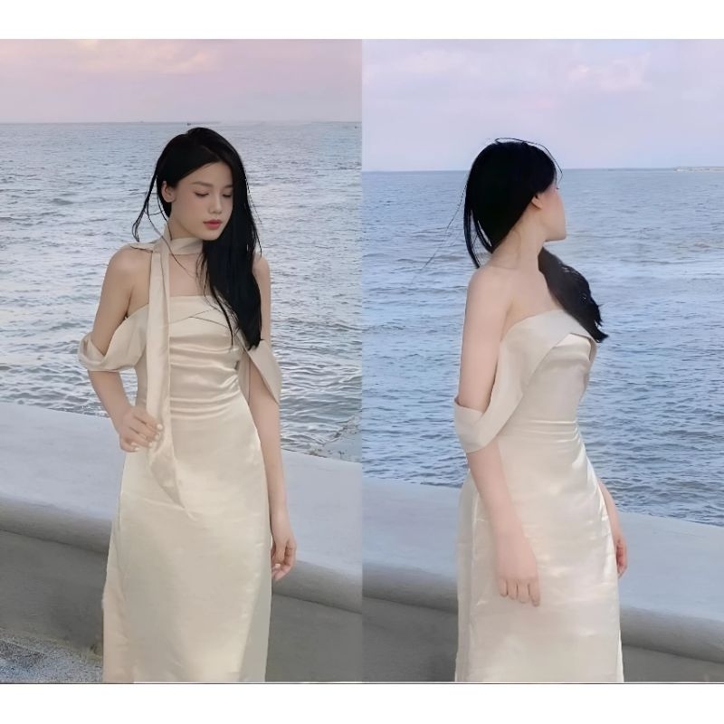 Đầm Lụa Dự Tiệc Dáng Dài Trễ Vai Sang Chảnh - Váy Jessica  Dress (Có Mút) | BigBuy360 - bigbuy360.vn