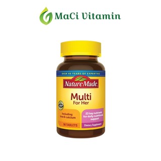 Vitamin tổng hợp Nữ Nature Made Giàu năng lượng Tăng miễn dịch Chắc khỏe xương 90 viên MaCi