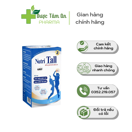 Nutri Tall 2 ⚡CHÍNH HÃNG⚡ Tăng chiều cao chuyên biệt cho trẻ 8-18 tuổi bổ sung Canxi Hữu Cơ, Vitamin D3, MK7