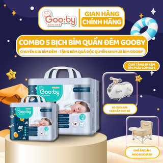  Combo 5 bịch Tã/bỉm quần Gooby Premium-Chuyên gia bỉm đêm, chống trào 12h, size M/L/XL/XXL