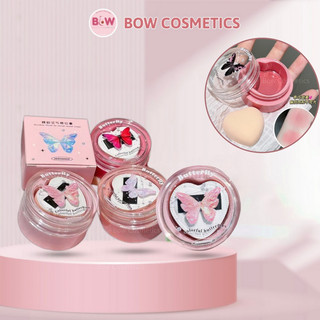 Má Hồng Dạng Kem HERORANGE Butterfly Kem Má Hồng Kèm Mút Trái Tim, Má Hồng Butterfly Rhyme Air Powder Blusher Cream