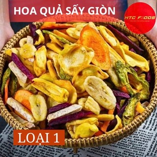 Thập cẩm sấy giòn loại 1 đặc sản Đà Lạt, trái cây rau củ sấy giòn, hoa quả sấy khô giòn bổ dưỡng,500g/ 1kg, HTC Foods
