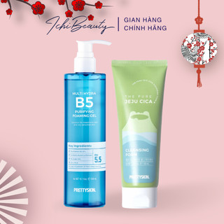 Sữa rửa mặt rau má B5 PrettySkin Jeju Cica và Multi Hydra B5 làm sạch sâu tẩy da chết dưỡng ẩm trắng da | Ichibeauty.vn