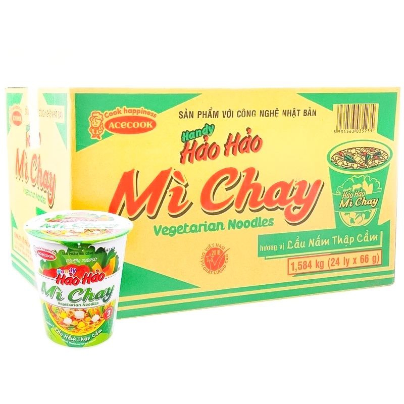 ( 1 THÙNG 24 LY ) . MÌ LY CHAY HẢO HẢO HƯƠNG VỊ LẨU NẤM THẬP CẨM , HƯƠNG VỊ ĐẬM ĐÀ ,  THƯỢNG HẠNG