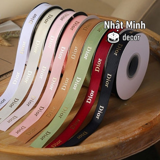 Combo lốc 6 cuộn ruy băng lụa tên thương hiệu dior bản 2cm x 45m thắ nơ bó hoa làm decor