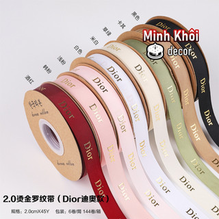  Ruy băng gân bản 2cm chữ Dior/ Thank You/ I Love You làm nơ xinh xắn