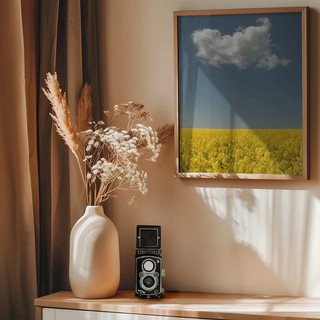 Tranh canvas NEW402 chủ đề cánh đồng hoa cải trang trí phòng khách, phòng ngủ, homestay.