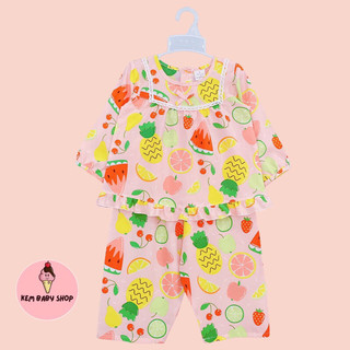 Tole dài bé gái/bộ lanh dài bé gái kem baby shop, vải tole lanh mềm mát, thấm hút mồ hôi