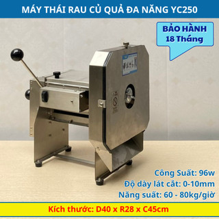 Máy thái rau củ quả đa năng điều chỉnh độ dày chạy điện, có quay tay, chất liệu inox304, tặng kèm khay inox 26x20x6cm