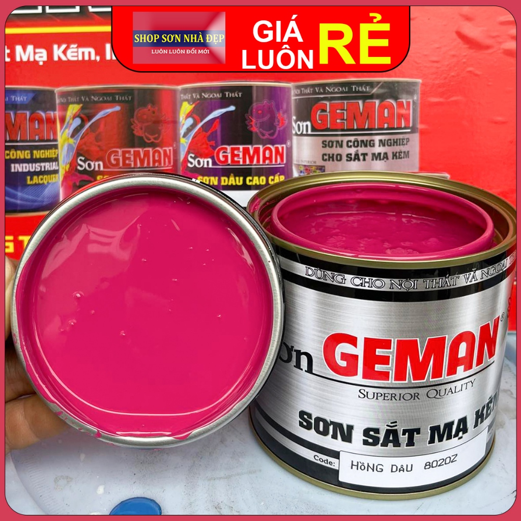 Sơn sắt kẽm Geman cao cấp màu Hồng Dâu hộp 900gr