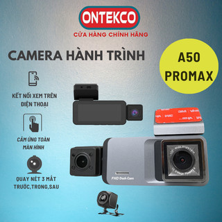 Camera hành trình ô tô ONTEKCO A50 PROMAX Ống Kính góc rộng quay trong xe siêu nét, màn hình cảm ứng- Kết Nối Điện Thoại