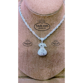  Phụ Kiện Dây Chuyền Nữ Xoắn Vuông 3li Với Mặt Túi Tiền Tài Lộc Đeo Cổ Sang Trọng M066 Trang Sức Bạc Xi Kim 