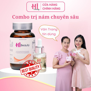 Combo viên uống trắng da mờ nám Hibeauty serum tinh chất chính hãng dưỡng da sâu bên trong
