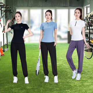Đồ tập gym nữ [YUNA37], Bộ tập gym nữ áo lưng lưới thoáng khí, Quần jogger nữ có túi mềm mại co giãn