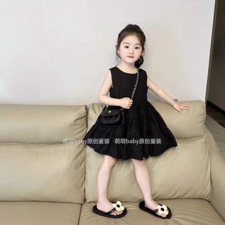 Váy bé gái- Bé gái 2 dây đính nơ lưng dáng xòe cho bé từ 8 tuổi đến 26 tuổi