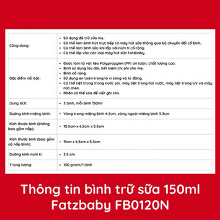 Bộ 3 Bình Trữ Sữa Fatz 150ml