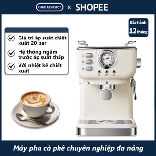 Máy pha cà phê espresso nửa tự động gia dụng , Áp suất 20 Bar, 950W, Thiết kế đồng hồ đo nhiệt độ, BH 24 Tháng