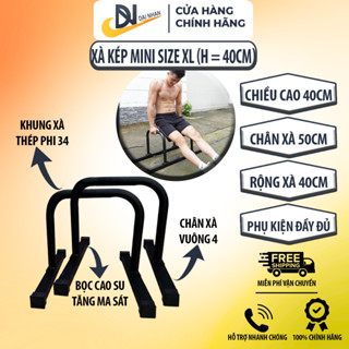 Xà kép mini, Parallettes size XL (Cao 40cm) chính hãng Đại Nhân, làm bằng thép, sơn tĩnh điện
